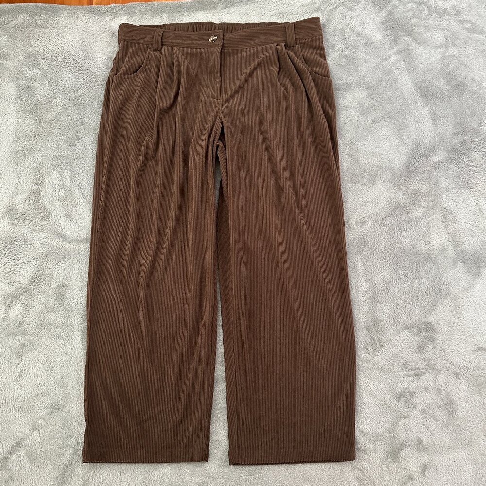 NWT Halara AuraCord Cloud Brown Wide Leg Pants 1X Women's Corduroy High Rise